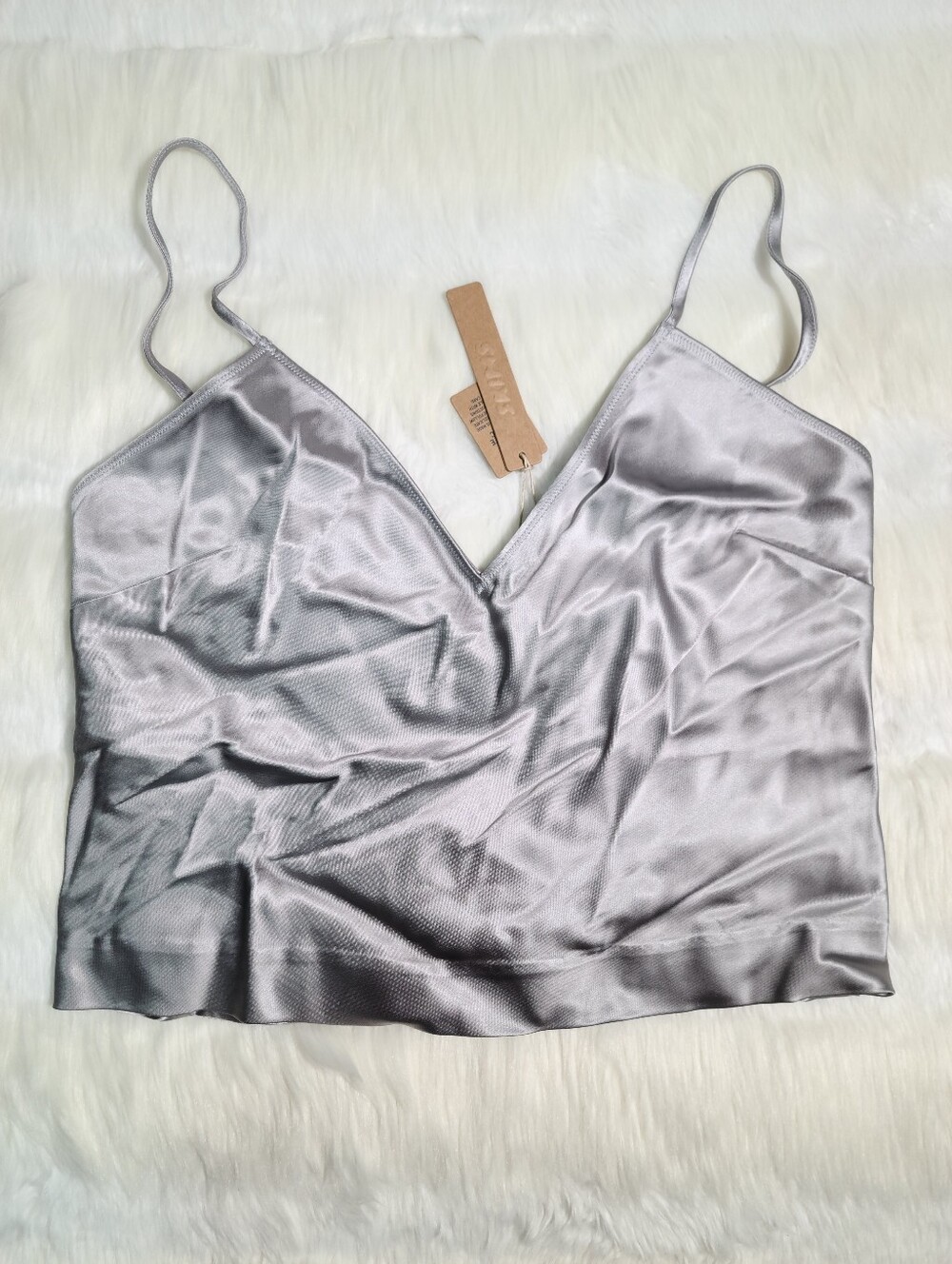 SKIMS Heavyweight Satin Cami Silver Mirror Women Small NEW